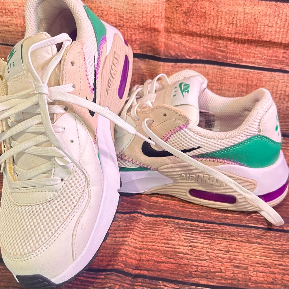 Nike Air Max Cream Sneakers with Purple and Green Highlights - Picture 9 of 9
